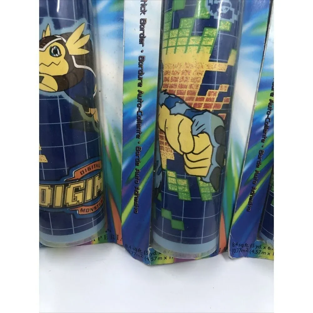 3 Digimon Digital Monsters Self Stick Wall Paper Border 8.4sq.ft 5ydx6.75in VTG.